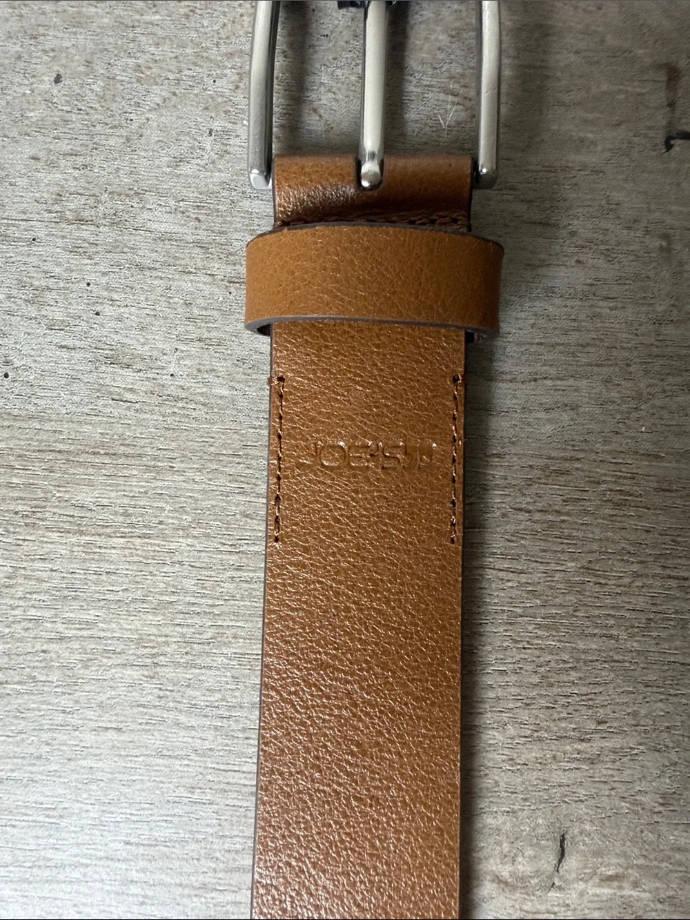 Joe’s Men's Cognac Brown Leather Belt with Silver Buckle